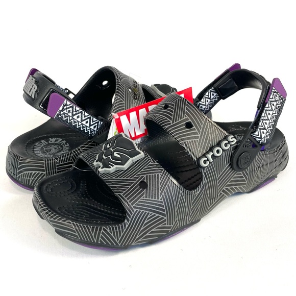 Crocs x Marvel Black Panther Wakanda Forever with Jibbitz Sandals Mens/Womens - Picture 1 of 8